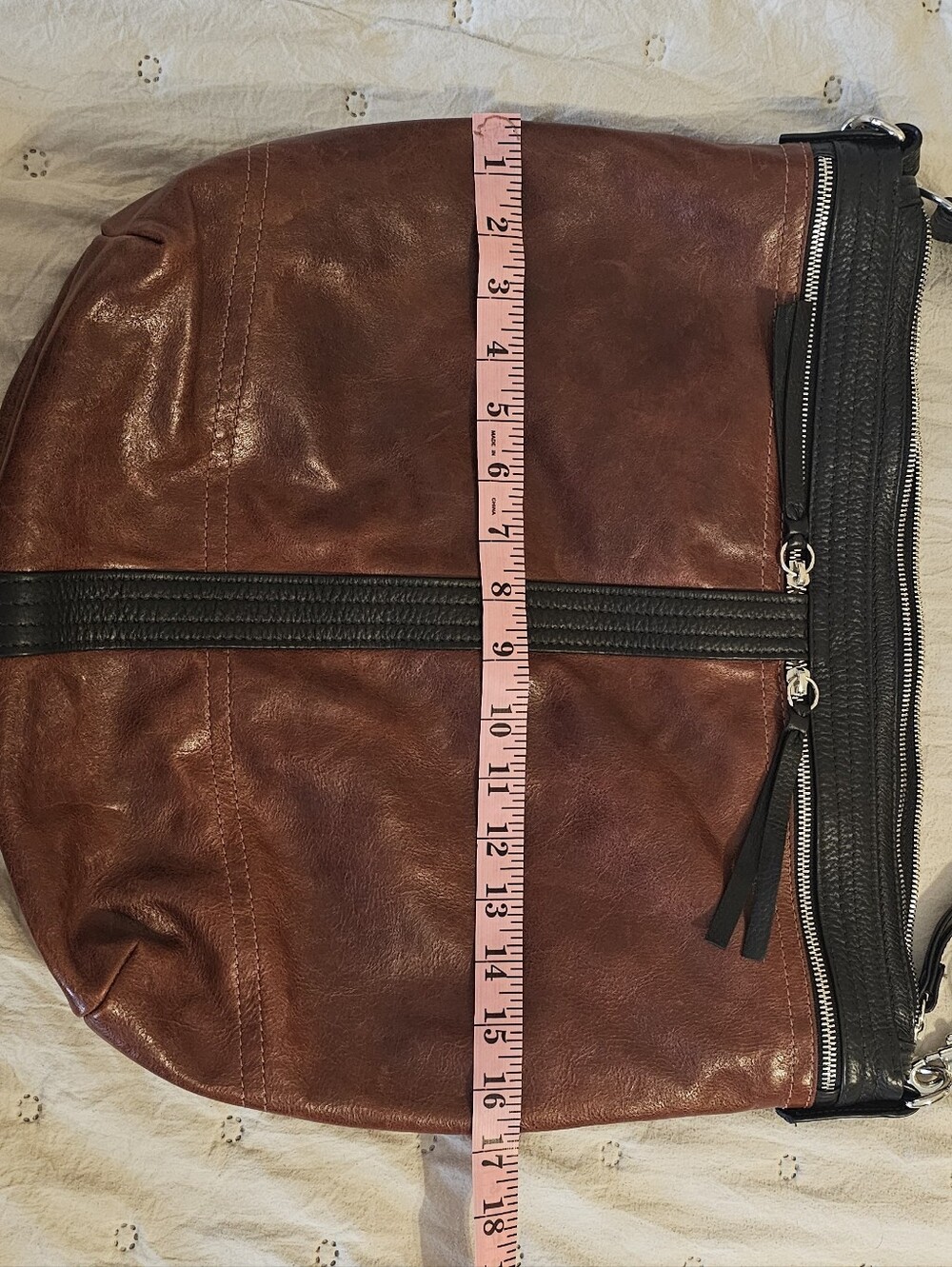 Rough And Tumble Leather Bucket Shoulder Bag in Burgundy and Black - Picture 13 of 15